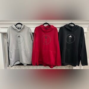adidas Set of 3 Red Black Grey Hooded Performance Climawarm Sweatshirts 2XL
